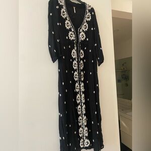 Free People Black and White Floral Midi Dress